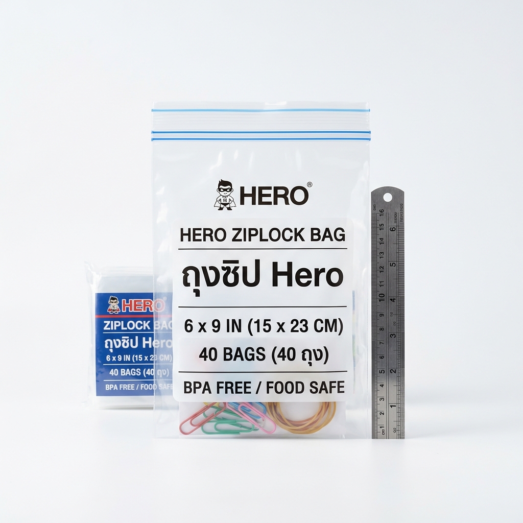 ถุงซิป 15*23 ซม. (6*9 นิ้ว) Hero
